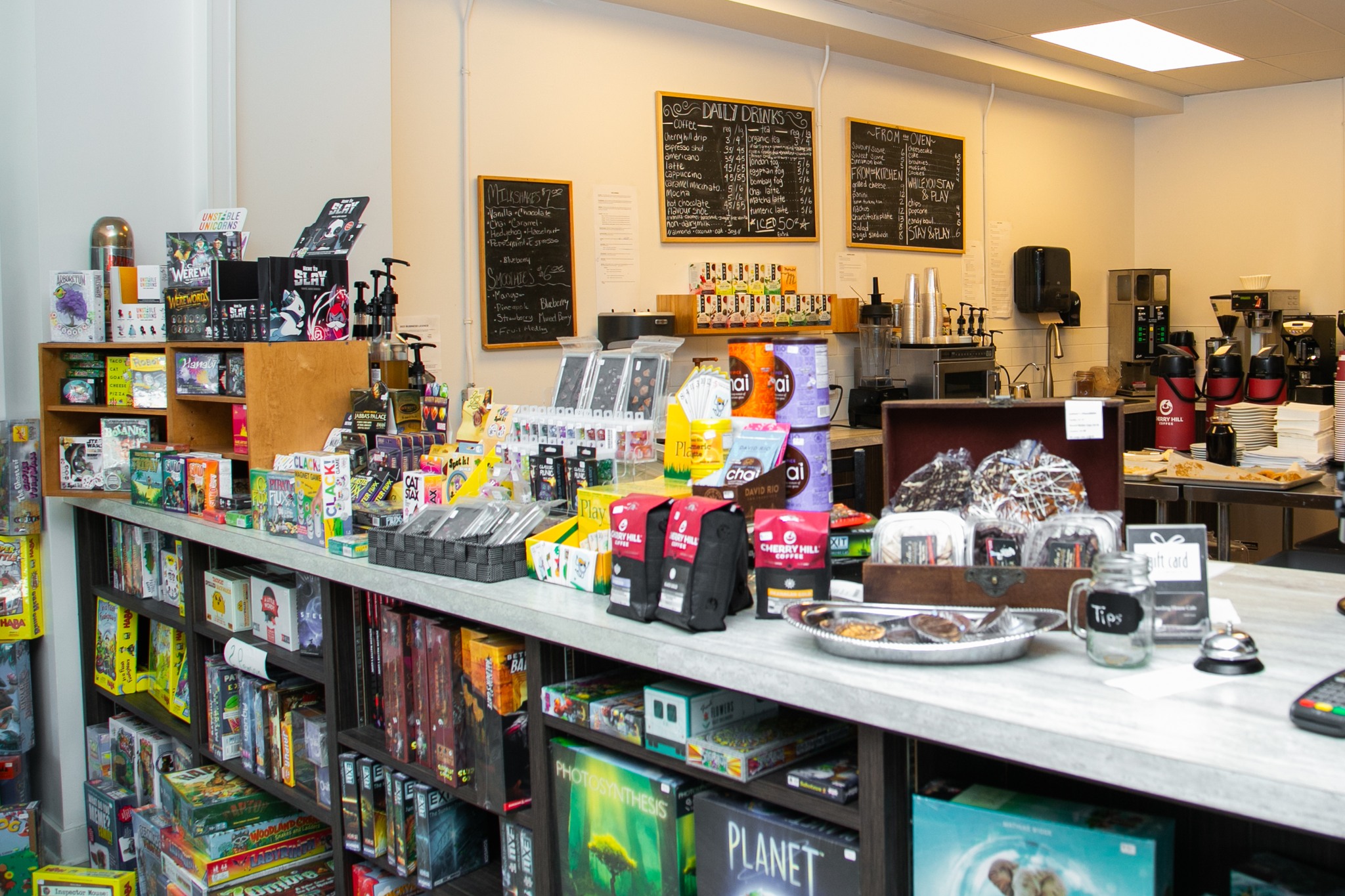 Guests playing board games over coffee